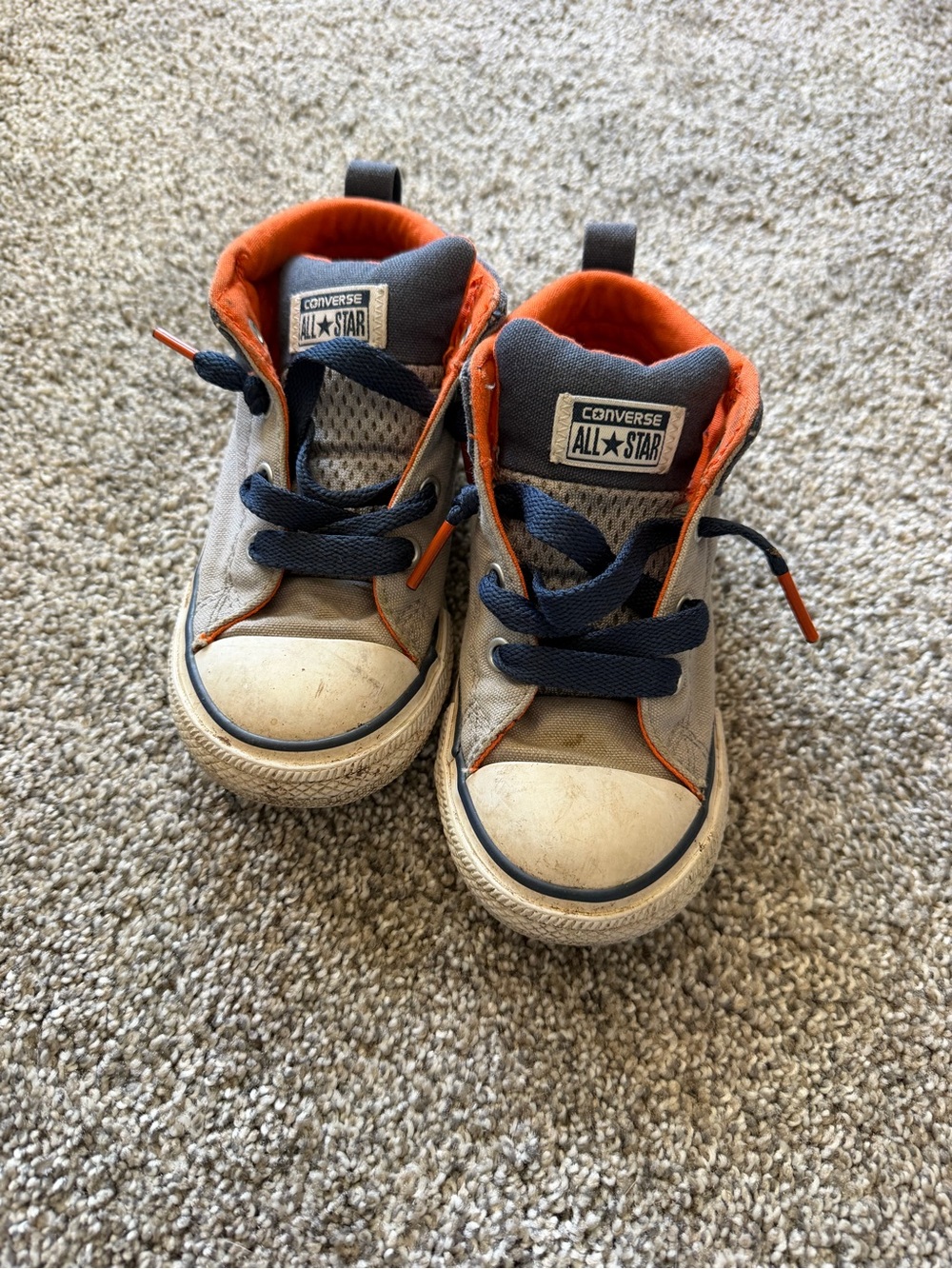Converse Kids High-Top Sneakers in Gray, Navy & Orange